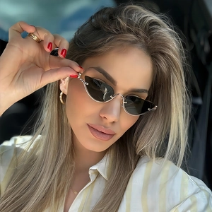 Fashion Cat Eye Sunglasses Metal Frame UV400 Protection Retro Irregular Tinted Lens Eyewear For Women