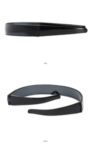 Detail view of the black glossy foldable headband showing both side and back structures