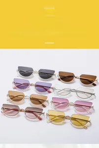 Detailed collection of cat eye sunglasses with metal half-frames in eight various colors