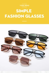 Detailed view of fashion aviator sunglasses with double bridge in multiple trendy colors