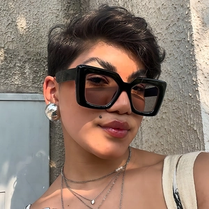 Square Sunglasses Women Retro PC Thick Frame UV400 Candy Color Fashion Streetwear Eyewear