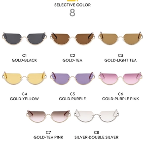 Matrix display of eight colors for cat eye metal half frame fashion sunglasses