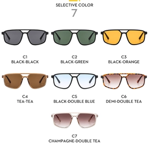 Multiple color variations of double-bridge aviator sunglasses from C1 to C7 styles
