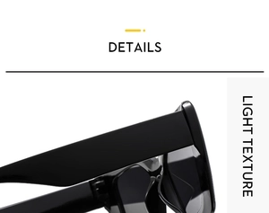 Detailed close-up of glossy black wide-temple sunglasses with lightweight texture focus