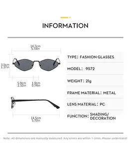 Detailed size specifications for polygon metal sunglasses with lens and frame measurements