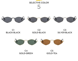 Detailed comparison of polygon metal sunglasses in five different frame and lens colors