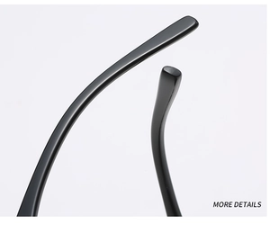 Close-up of sleek black cat-eye sunglasses temples with a high-gloss polished finish