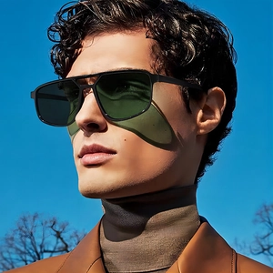Double Bridge Aviator Sunglasses PC Frame UV400 Protection Retro Trendy Fashion Street Style Men Women Eyewear