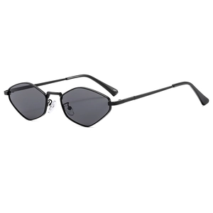 Modern hexagonal black metal sunglasses with geometric frames and retro styling