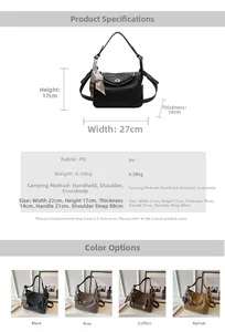 Detailed view of the structured PU leather bag showing dimensions and silk scarf handle