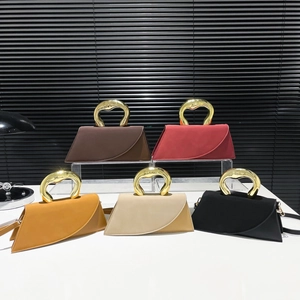 French style trapezoid handbags with gold metal handles in five elegant colors
