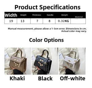 Detailed size specifications for a crocodile pattern top handle bag with dimensions