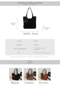 Guide des tailles et options de couleurs pour le grand sac cabas en suédine souple