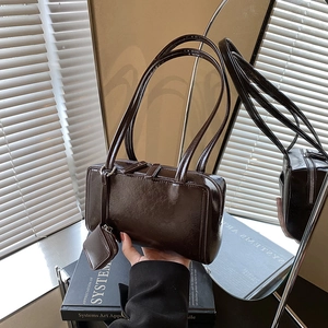 Retro Underarm Shoulder Bag Glossy PU Leather With Mini Coin Purse Rectangular Minimalist Urban Fashion Women