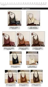 Détail de grands sacs fourre-tout en similicuir en cinq couleurs avec petites pochettes