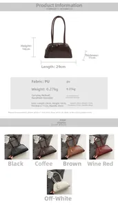 Size diagram and specifications for a vintage Boston bag showing dimensions and PU material