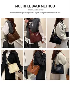 Collage montrant diverses couleurs de grands sacs cabas avec des breloques à franges