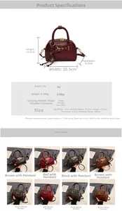 Size guide for Boston PU leather handbag showing dimensions and available colors