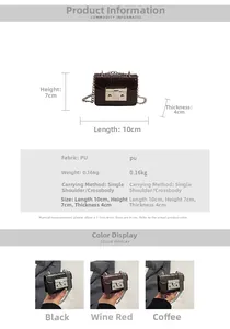 Mini litchi pattern chain bag dimensions showing 10x7x4cm size and material details