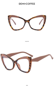 Detailed views of TR90 cat eye glasses frames in demi and coffee patchwork pattern