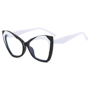 Chic TR90 cat-eye blue light blocking glasses with black and white two-tone frame