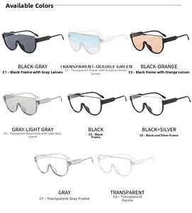 Vue détaillée de lunettes de soleil tendance oversize en huit combinaisons de couleurs