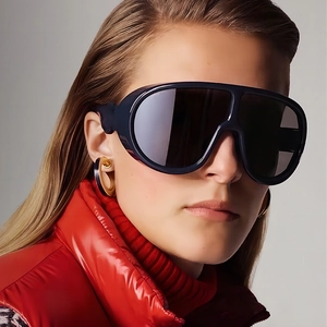 Lunettes De Soleil Masque Surdimensionnées Protection UV400 Coupe Vent Monture PC Verre AC Sport De Plein Air Style Futuriste Unisexe