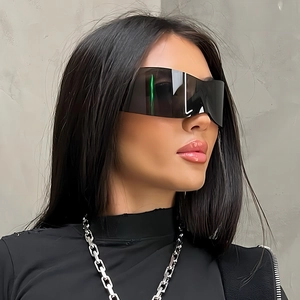 Shield Sunglasses Oversized PC One Piece UV400 Futuristic Y2K Cyberpunk Eyewear For Men Women Outdoor Party Ins Trendy