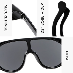 Détails de lunettes de soleil style ski avec charnière robuste et branches ergonomiques