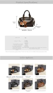 Size chart and color display for vintage oil wax leather pillow bag with dimensions