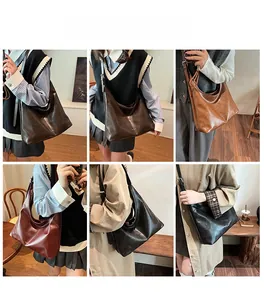 Multiple views of stylish large capacity hobo bags in various vintage colors