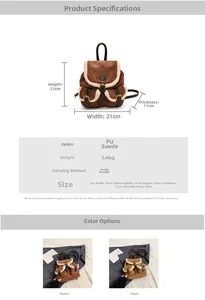 Detailed dimension guide and specs for the vintage matte PU backpack with straps