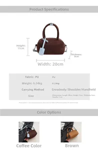 Detailed size guide showing dimensions of 20x11x9cm for the matte shoulder bag