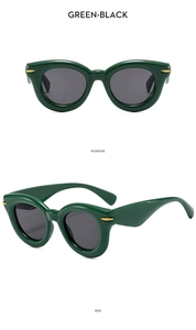 Occhiali da sole cat-eye verde scuro e nero con raffinati dettagli in metallo dorato