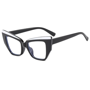 Elegant TR90 cat-eye blue light blocking glasses with black and white contrast frame