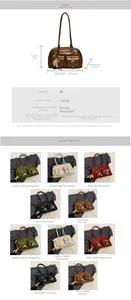 Detailed view of vintage Boston bag with PU leather texture and front buckled pockets