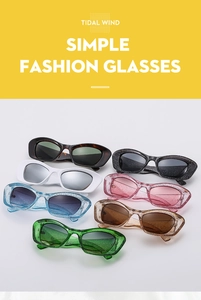 Selection of retro cat-eye Y2K sports sunglasses in multiple vibrant colors and finishes