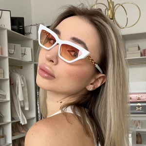 Lunettes De Soleil Oeil De Chat Pour Femmes Rétro Protection UV400 PC Chaîne Métallique Branche Vintage