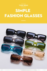 Detailed view of square sunglasses frames in various colors with CE mark and temple specs
