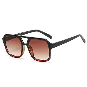 Classic double bridge aviator sunglasses with black and tortoise shell frames for men and women