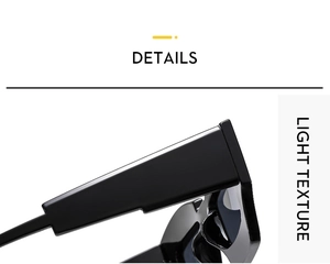 Détail des charnières de lunettes de soleil géométriques au fini noir brillant