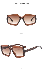 Front- und Seitenansicht der geometrischen Tortoise-Sonnenbrille mit braunen Verlaufsgläsern
