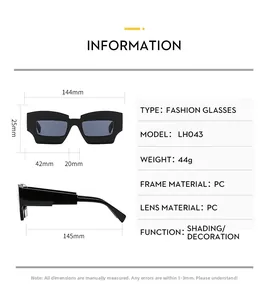 Dimensions techniques détaillées et spécifications de taille pour lunettes de soleil noires