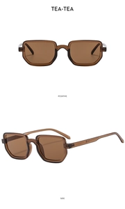 Front and side view of vintage tea-colored square frame sunglasses with CE certification