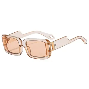 Stylish oversized rectangular sunglasses in champagne acetate frame with UV400 lenses