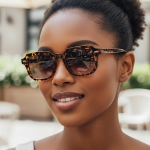 Retro square tortoiseshell sunglasses with brown gradient lenses for men and women