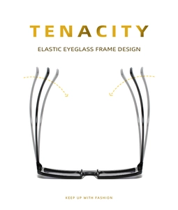 Close-up showing the high elasticity and flexibility of the square black glasses frame