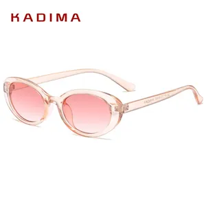 Retro oval sunglasses in translucent pink jelly frame with tinted lenses for women