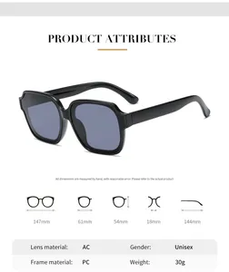 Size chart showing 147mm frame width and AC lens specs for polygon sunglasses