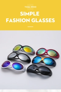 Detailed grid showing Y2K irregular oversized sports sunglasses in multiple color options